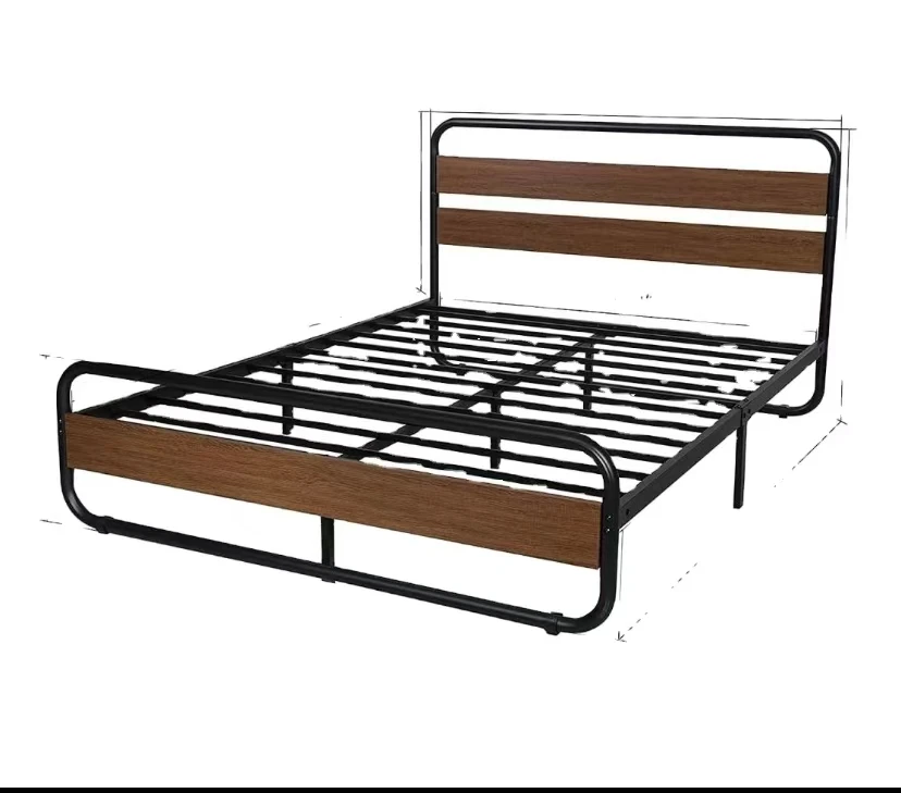 storage function metal bed queen size  wooden platform bed base