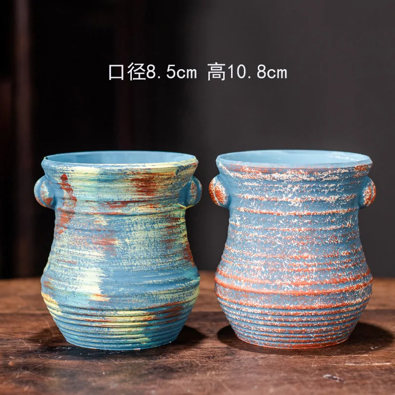 Wholesale Ceramic Small Succulent Plant Pot Simple Modern Porcelain Flower Pot Garden Green Potted Planter Mexican Pottery