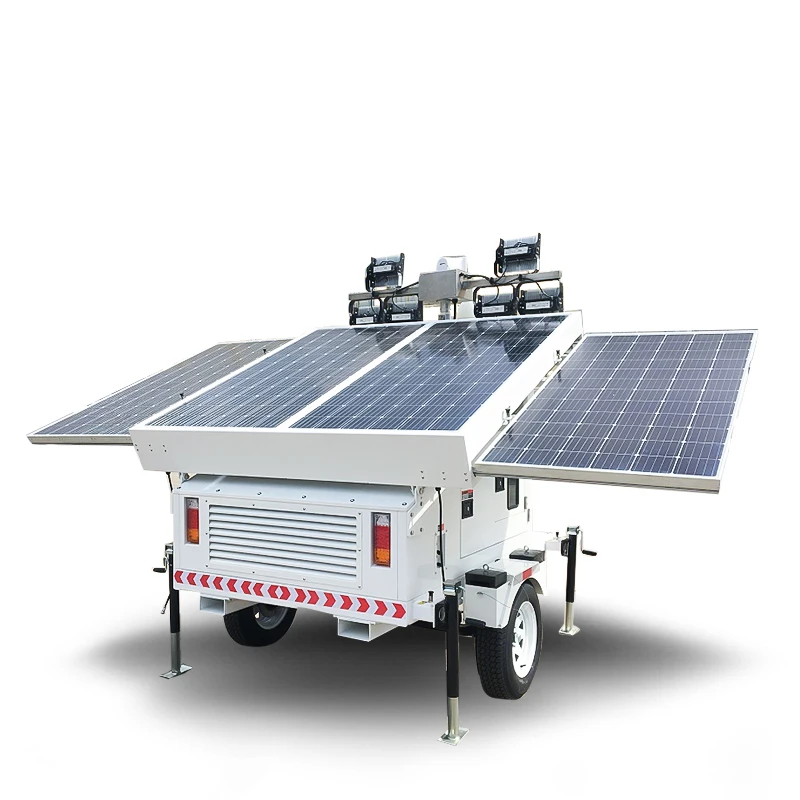 Large Capacity High Brightness Portable Solar Movable Trailer For Parking Lot For Construction Site Lighting Tower Lighthouse