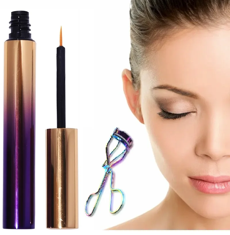 100% Organic Private Label Fast Eyelash Growth Serum and Eyebrow Enhancer Lash Boost Serum for Longer with Eyelash Curler