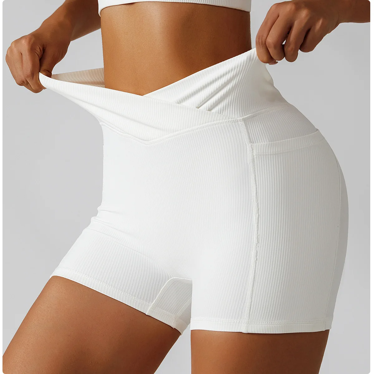 High Waist V Cut Workout Seamless Shorts Pockets for Women