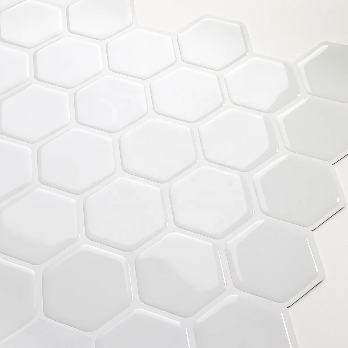 3D Hexagon Style Self Adhesive Mosaic pule white  wall tiles  home decor for kitchen