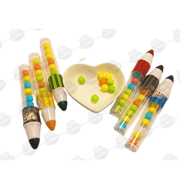 China funny fruity flavor crayon candy toys halal box packaging paintbrush playful toy fruity tablet candy cartoon candy toys