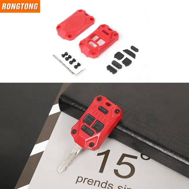 New Auto Accessories ABS Red Car Remote Key Cover Trim for Jeep JK 2007-2017