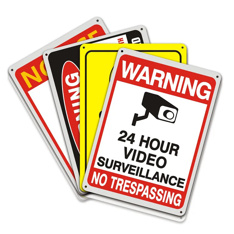 Reflective CCTV Camera AluminumNo Trespassing Sign for  Outdoors