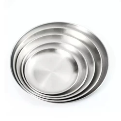 Dinner Plate Metal Soup Basin Dish Cheap Wholesale Polish Stainless Steel Chafing Round Tray