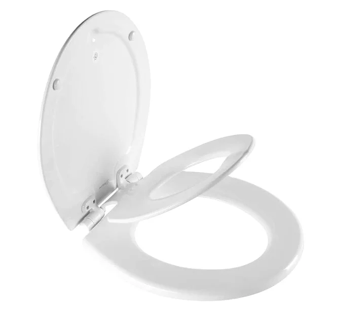 Toilet Seat with Built-In Potty Training Seat Slow-Close Removable that will Never Loosen, ROUND White