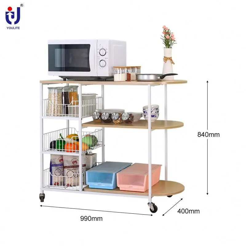 Дешевый кухонный остров из МДФ с теплыми тарелками тележка