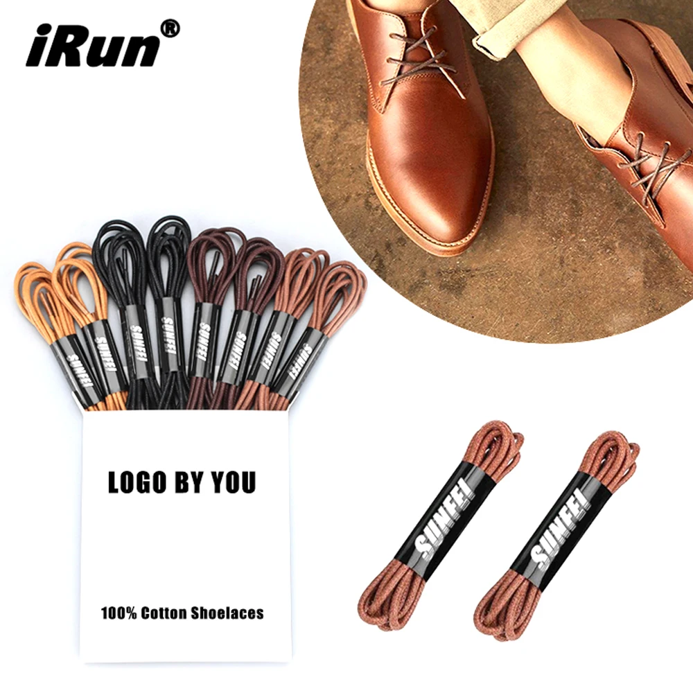 iRun Luxury Gift Box Dress Boot Laces Round Wax Shoelaces Oxford Waterproof Wax Shoelaces for Leather Shoes for Men