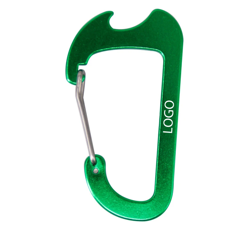 Custom Large Heavy Duty Spring Hook Key Chain Holder Aluminum C Clip Shaped Carabiner Bottle Opener