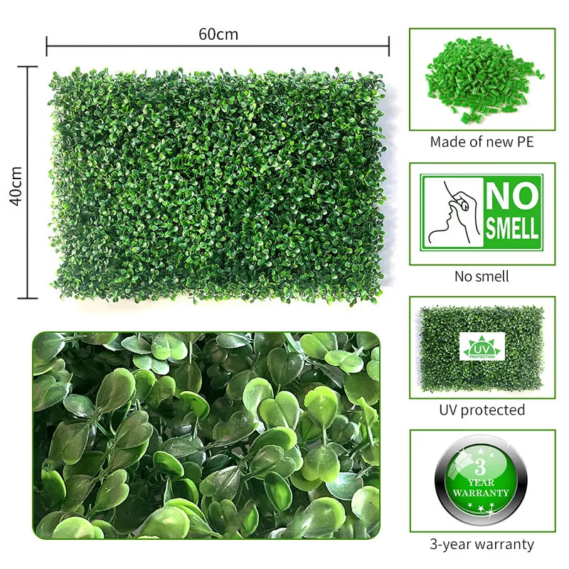 Cheap Milan Grass Wall panel Anti-UV Plastic High Quality Hedge Boxwood Panels Green Plant Vertical Artificial Garden Wall grass