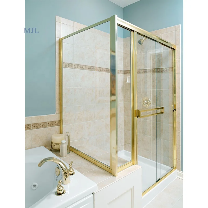 Apartment interior bathtub tempered sliding shower room glass door with enclosure kit