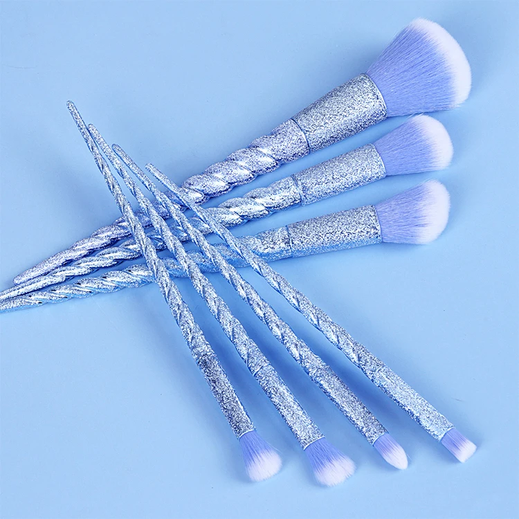 Private label Custom Sprinkle Ruler Makeup Brushes For The Eye Makeup Brush 7Pcs Electroplated Spiral Handle Makeup Brush