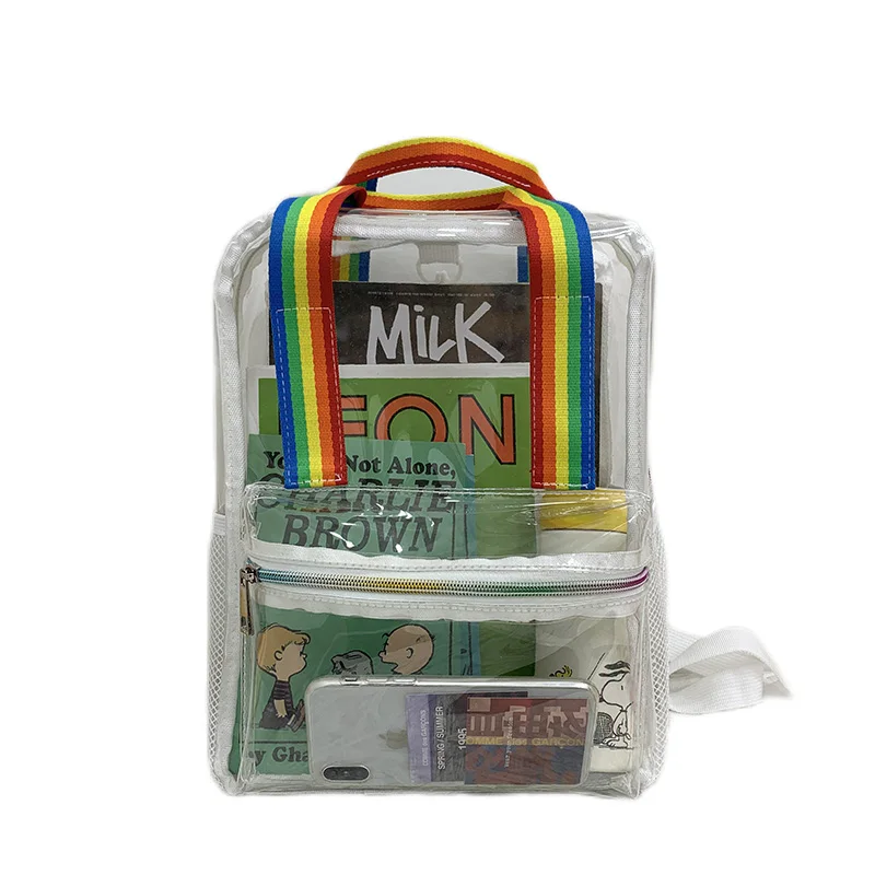 Cheap promotional Waterproof clear Bookbag for School Durable College Transparent PVC Backpack Wholesale