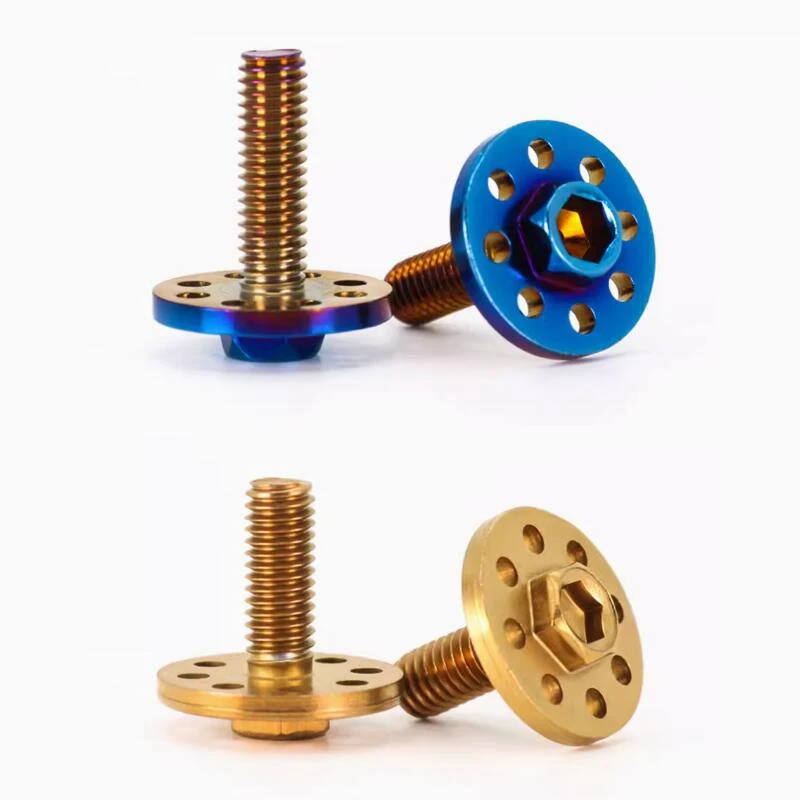 M6 304 Stainless steel Hex slot flange screws with titanium plated for motorcycle bike DIY License plate fixing screws