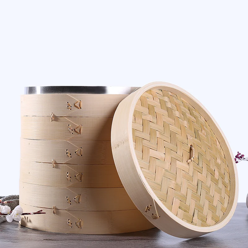 Hot Sale Chinese food dim sum bamboo steamer basket Heighten  bamboo steamer for cooking