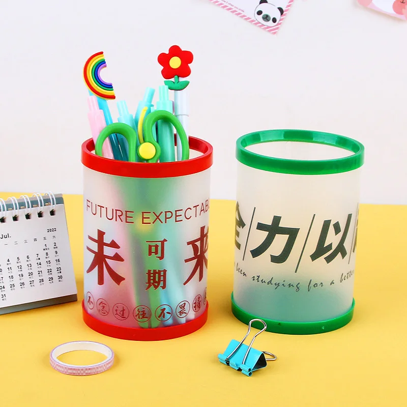 DIY Foldable Pen Holder Round Removable Plastic Pen Holder Desktop Storage Box for Office Stationery