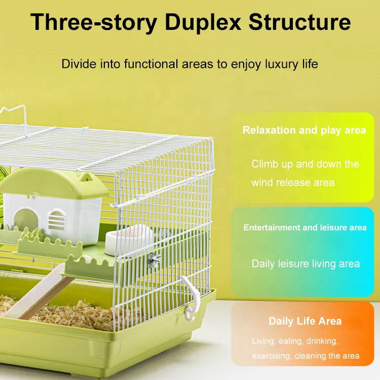Customized Convenient Luxury Chinchilla Cage Wire Hamster Cage With Handle