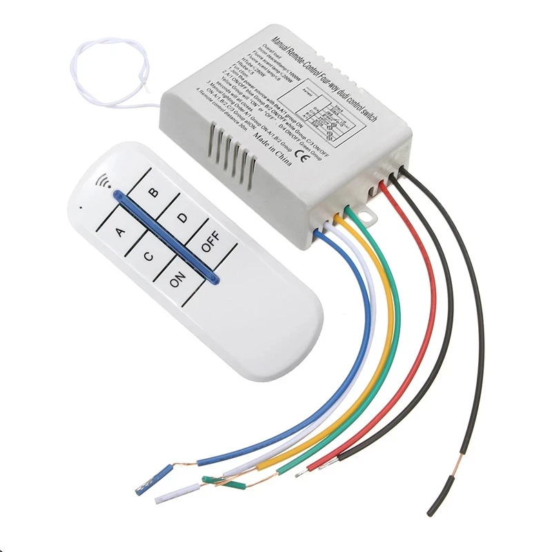 AC 220V 30M 4 Ways Digital RF Lamp Remote Control Switch ON/OFF Wireless Remote Control Switch Kit For Bedroom Light Lamp