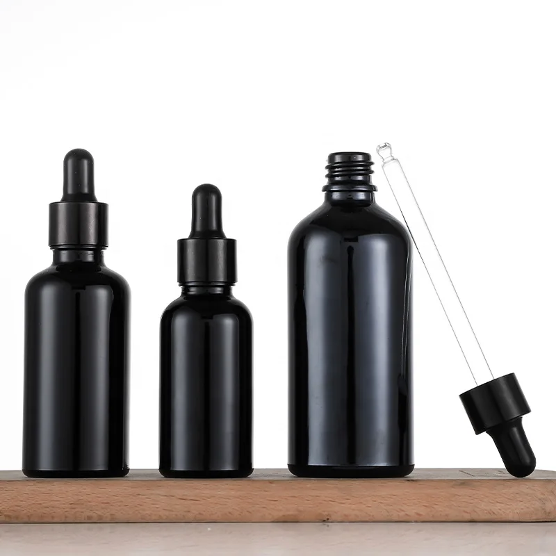 Black round 30 ml glass dropper bottle perfume oils bottle with dropper coloured matt glass dropper bottles for essential oil