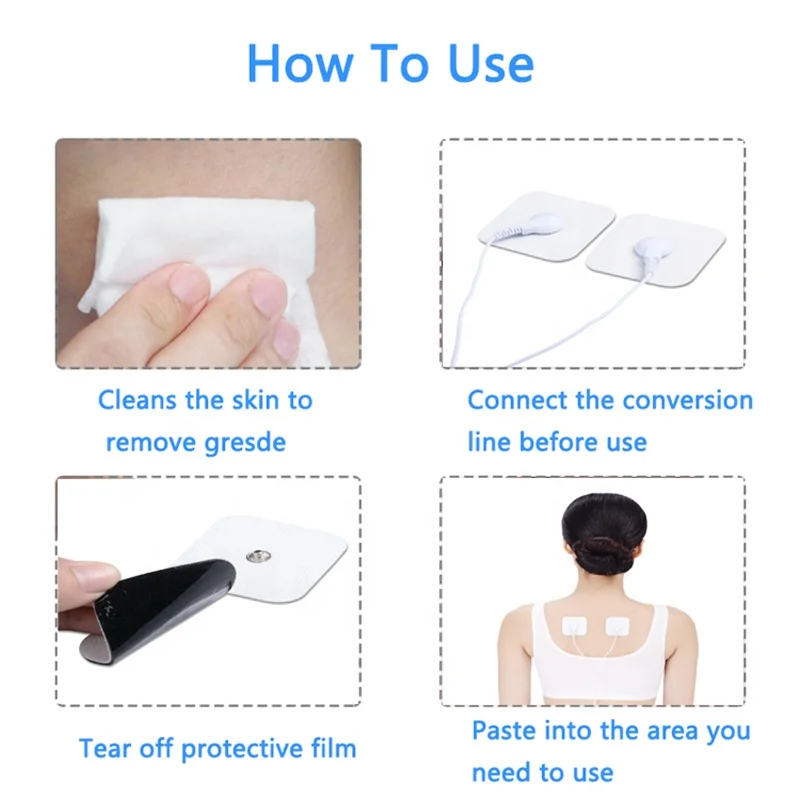 Conductive Gel Pad Manufacturer 5*5Cm Patens Snap Reusable Electrode Pads Conductive Tens Gel Electric Stimulator Pads