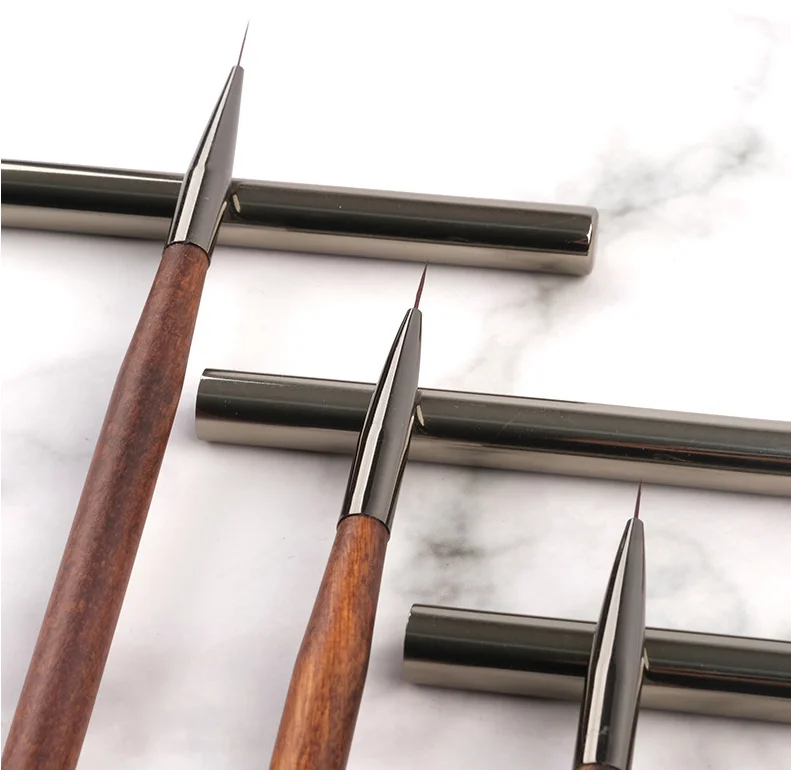 Wholesale Outstanding Quality sandalwood Handle Draw Lines Paint Nail Brush small round Art Nail Brush