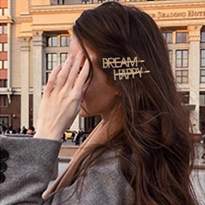 
Bobby Pins Barrettes Headwear Luxury Hair Jewellery Gold Word Hair Clip, Sparkly Letter Rhinestone for Women 