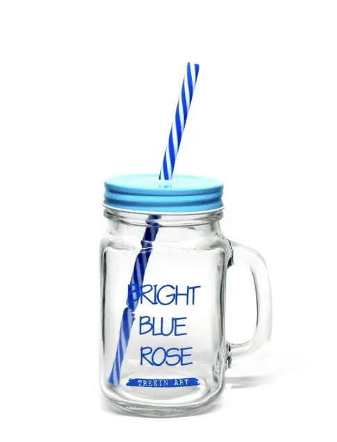 500ml Wide Mouth  Glass Drinking Water Cup 16 oz Glass Mason Jar  With Handle With Metal Lid