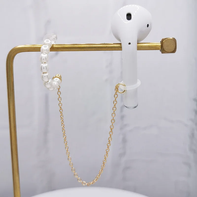 
Korean Meteor C Type Pearl 925 Needle Headset Anti Loss Earphone Earrings 