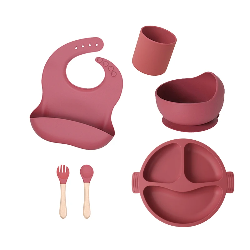 Bpa Free Baby Feeding Set Silicone Placemat Baby Plate Feeding Bowl Divided Plate Weaning Baby Gift Set