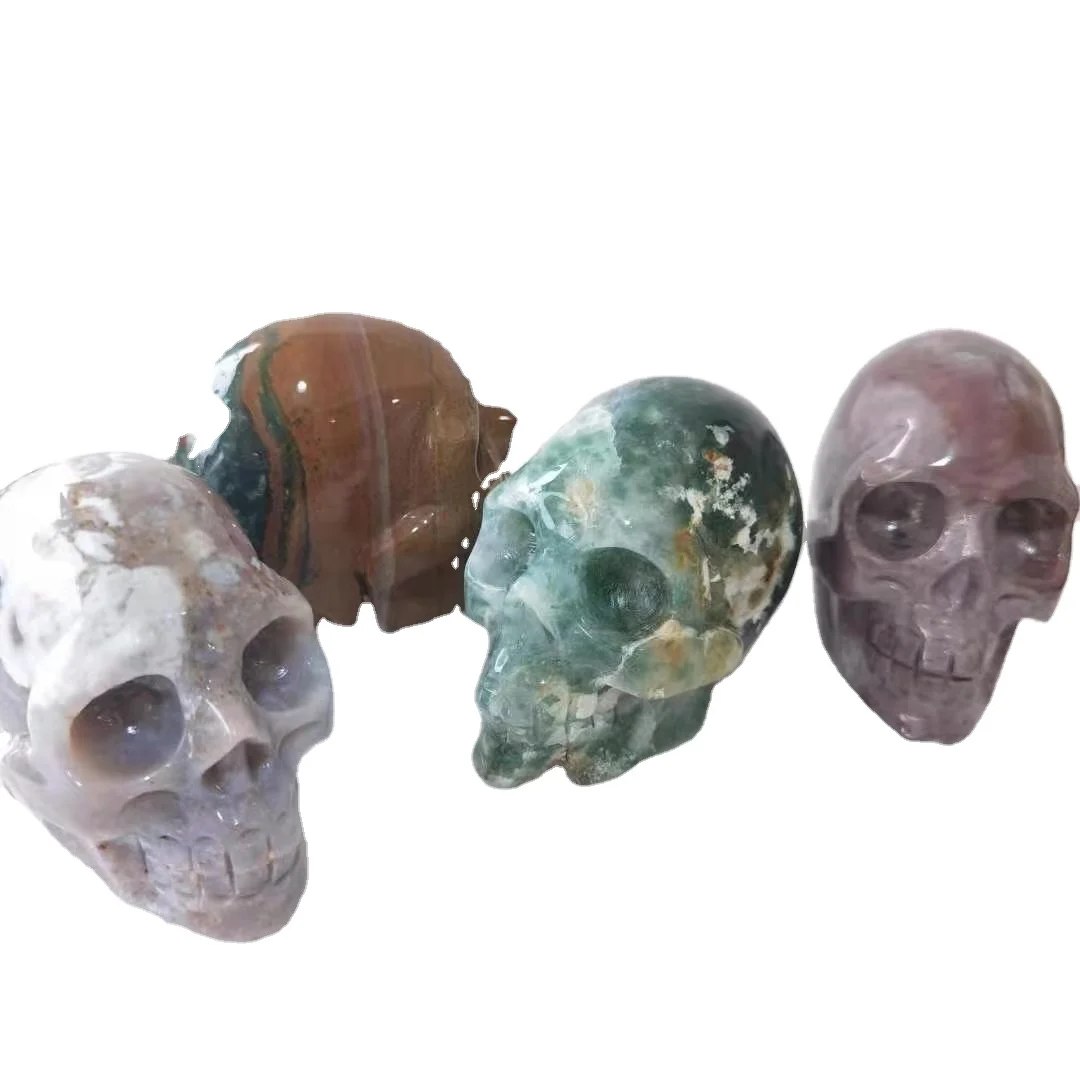 Wholesale natural high quality  ocean Jasper crystal skulls for home decoration