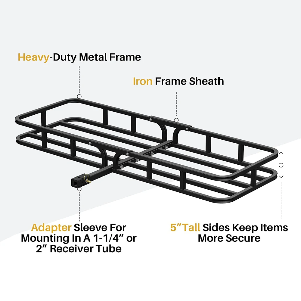High quality commercial steel towbar car rear luggage buy cargo rack basket on trailer hitch