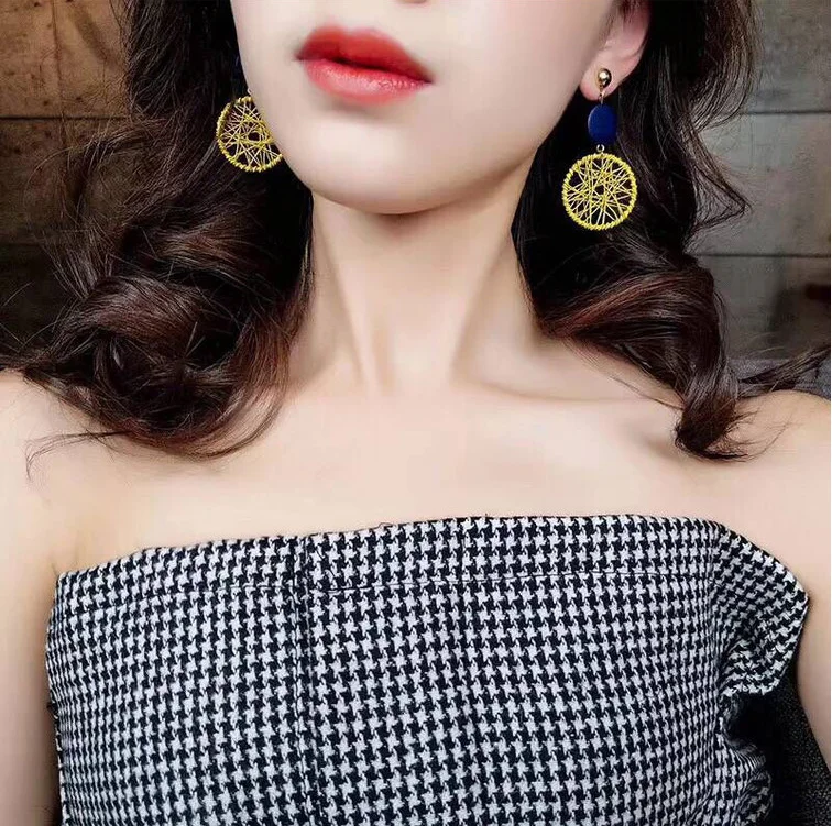 
Korean fashion girl dream catcher personality wild sexy circle long women earrings jewelry pendant drop earrings for women 