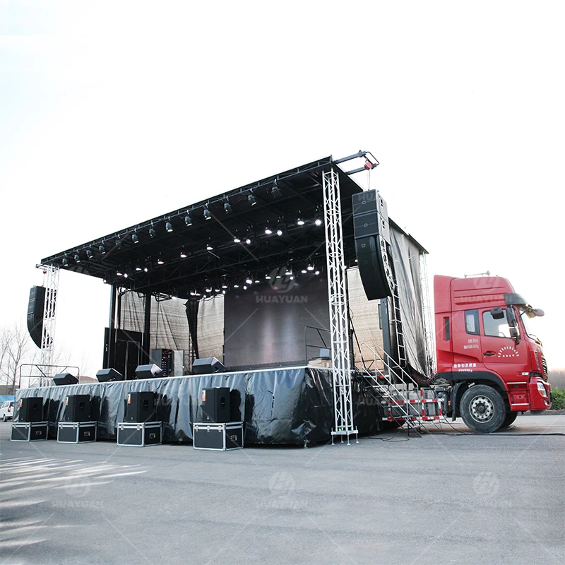 HUAYUAN S455 mobile stage roadshow hydraulic sound stage trailer for outdoor event concert