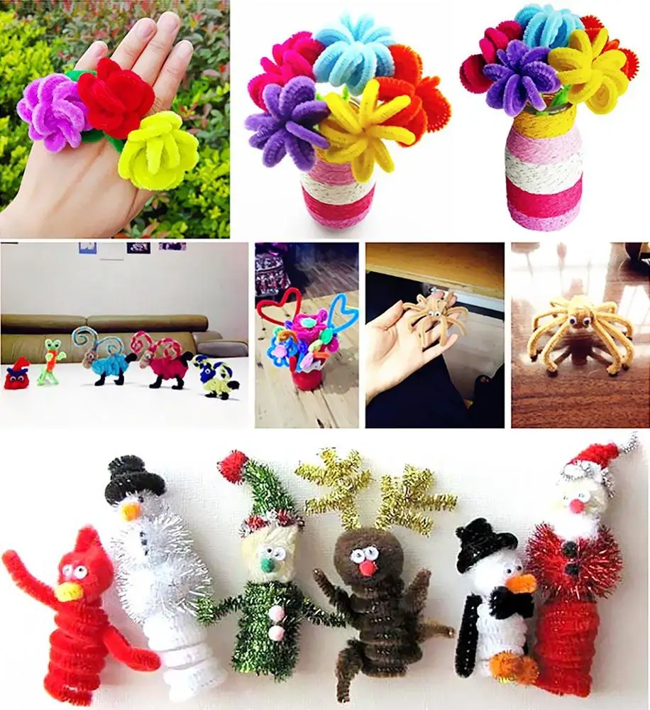 Assorted 24 Colors 100pcs Chenille Stems Pipe Cleaners Fuzzy Sticks 6 mm x 30cm for DIY Art Crafts Decorations  Supplies