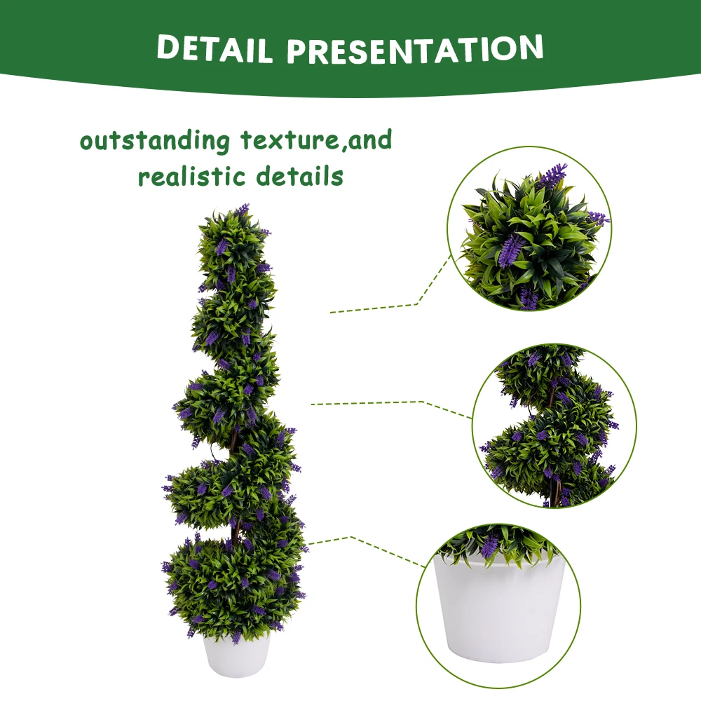 Wholesale Artificial Boxwood Topiary in Pot Set Plastic Artificial Tree in Planter Uv Resistant for Indoor Outdoor