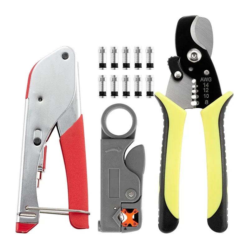 Stripper and Crimper Tool Combination Suitable for Rg59 Rg6 F Coaxial Cable Crimper