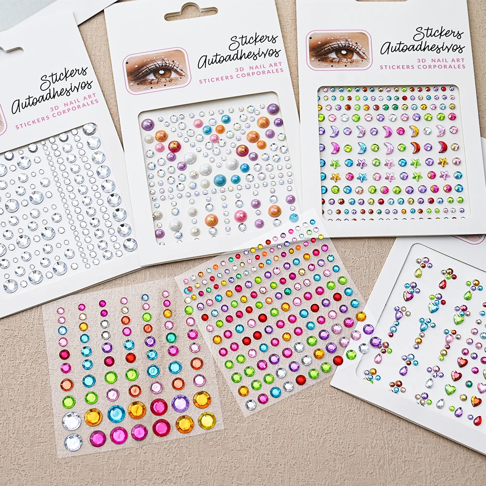 Makeup Party Music Festival Stage Performance Face Jewels Stickers Eyes Body Art DIY 3D Simulated Pearl Tattoos