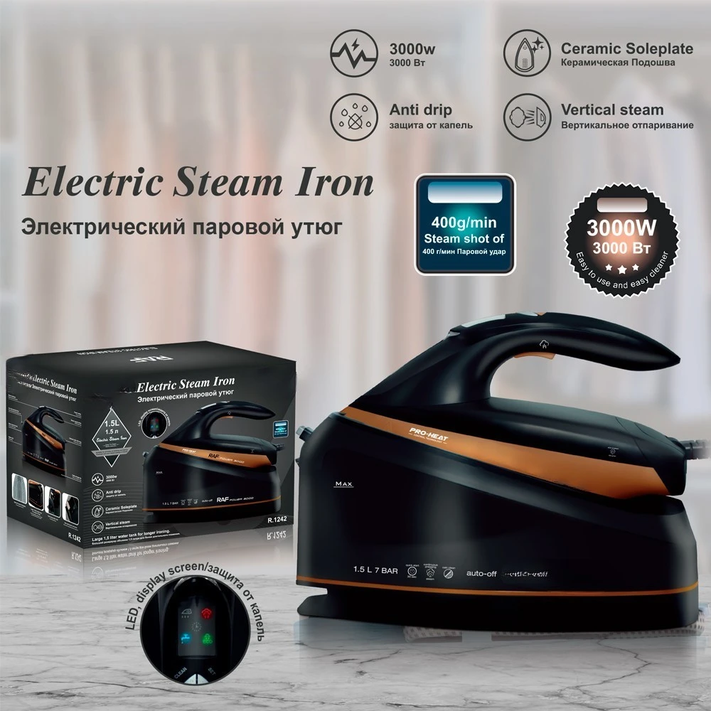 Best-selling 3000W Ceramic Floor Resistant to Dry-burning Vertical Steam Iron Commercial Household Ironing Clothes Electric ABS