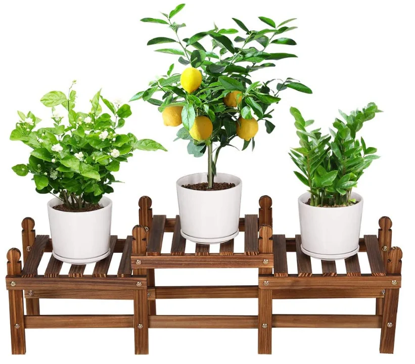 2024 Patio Balcony Hallway Garden Indoor Outdoor Small Plant Shelf Low Window sill Rack Multiple Combination Way Wood Flower Stand