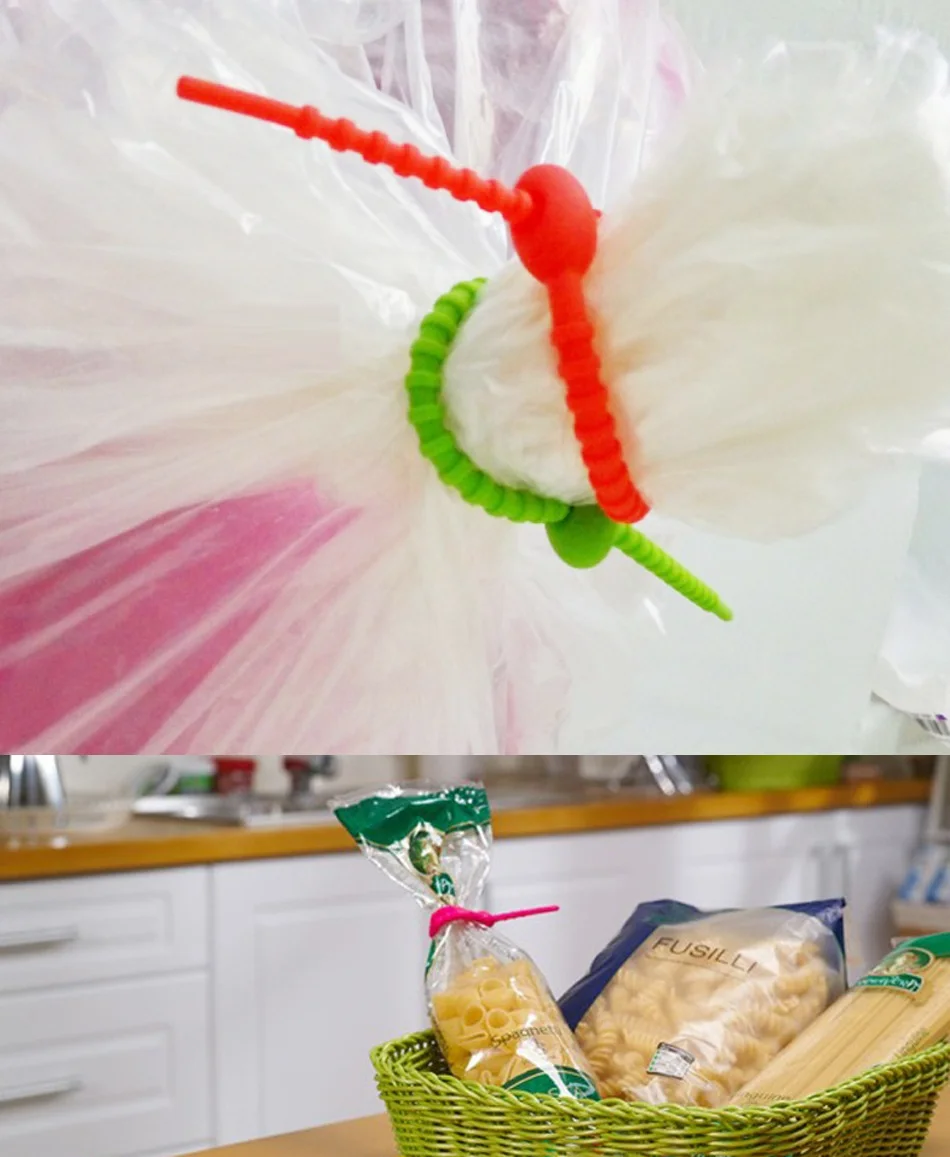 Reusable Silicone Ties Zip Headset Data Line Wire Ties Binder Self-locking silicone Bag Fixing Ring Loop