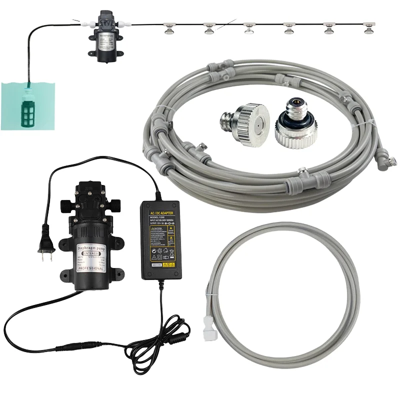 Quick Fitting PE Slip Lock Nozzles Smart Outdoor Garden Terrace Misting Pump Sprayers Cooling Watering System