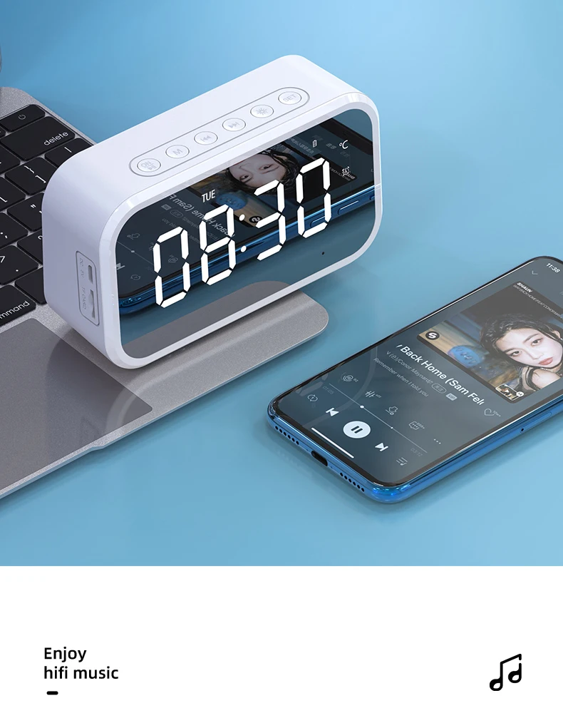 Multifunction Smart Table Clocks With Voice Prompt Mini Speaker Bluetooth High Quality Bluetooth Speaker Outdoor