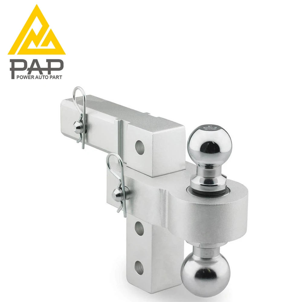 Manufacturer Direct Selling Silver Stainless Steel Boat Trailer Parts Dual Ball Adjustable Drop Hitch Ball Mount