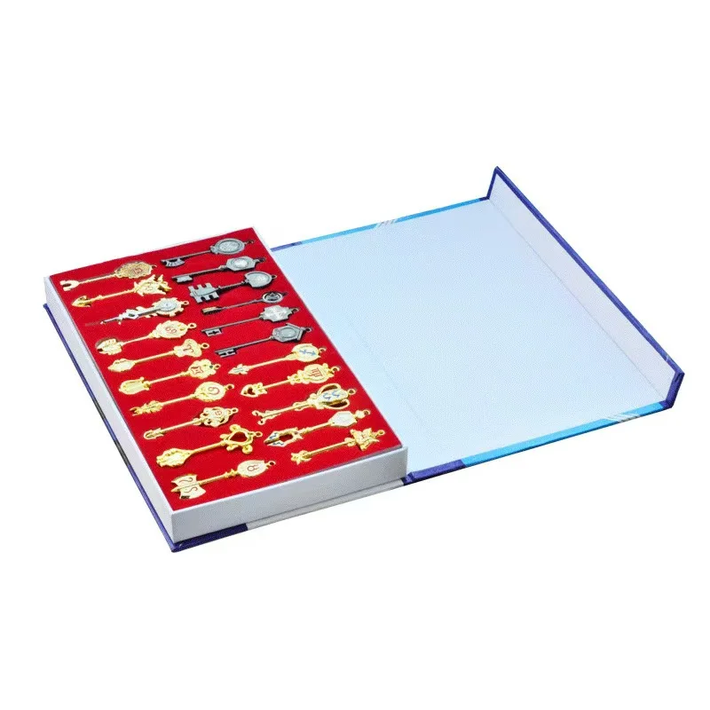 Anime Metal FAIRY TAIL Metal Key Pendant Key Ring  21pcs Twelve Palaces Star Lucy Star Spirit Keys keychain Keychain Pendant