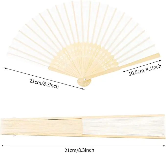 DIY Cute Wholesale Wooden Folding Bamboo Hand Fan With Pouch Chinese Folding Fans Silk Veil Fans
