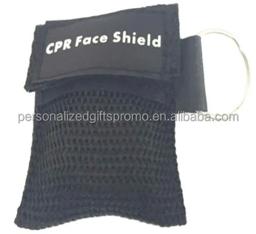 Disposable CPR face breathing masks a nylon pouches with key ring Books- Health  First Aid Disposable CPR Face Shield Masks