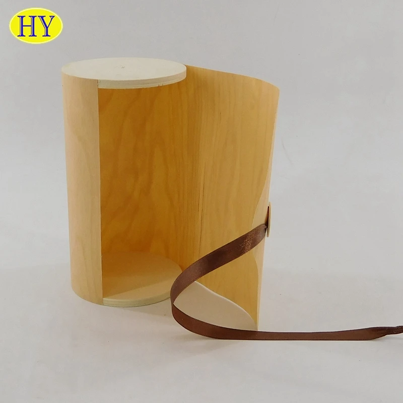 Round Tube Birch Veneer Soft Bark solid wood storage case Cylindrical gift crafts pack Wooden Packaging Box