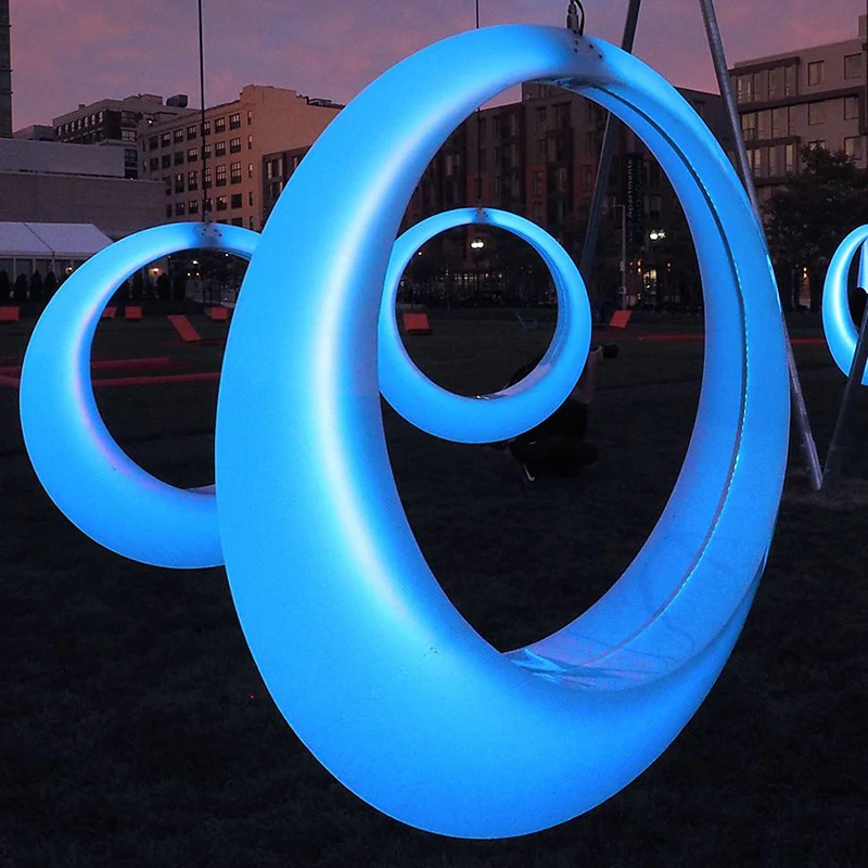 Hot Selling Customized Outdoor LED Children Swings 16 Colors Change RGB LED Swing set