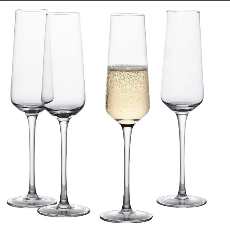 . Hot Sale Disposable  Ideal Exquisite Craftmanship Crystal Champagne Flutes  Glasses set for Home Bar,Special Occasions